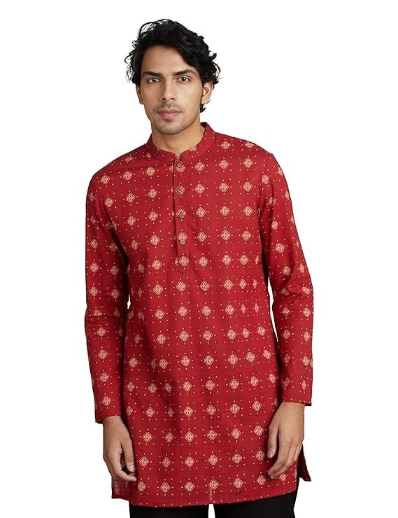 Symbol Men's 100% Cotton Mid Length Casual Kurta